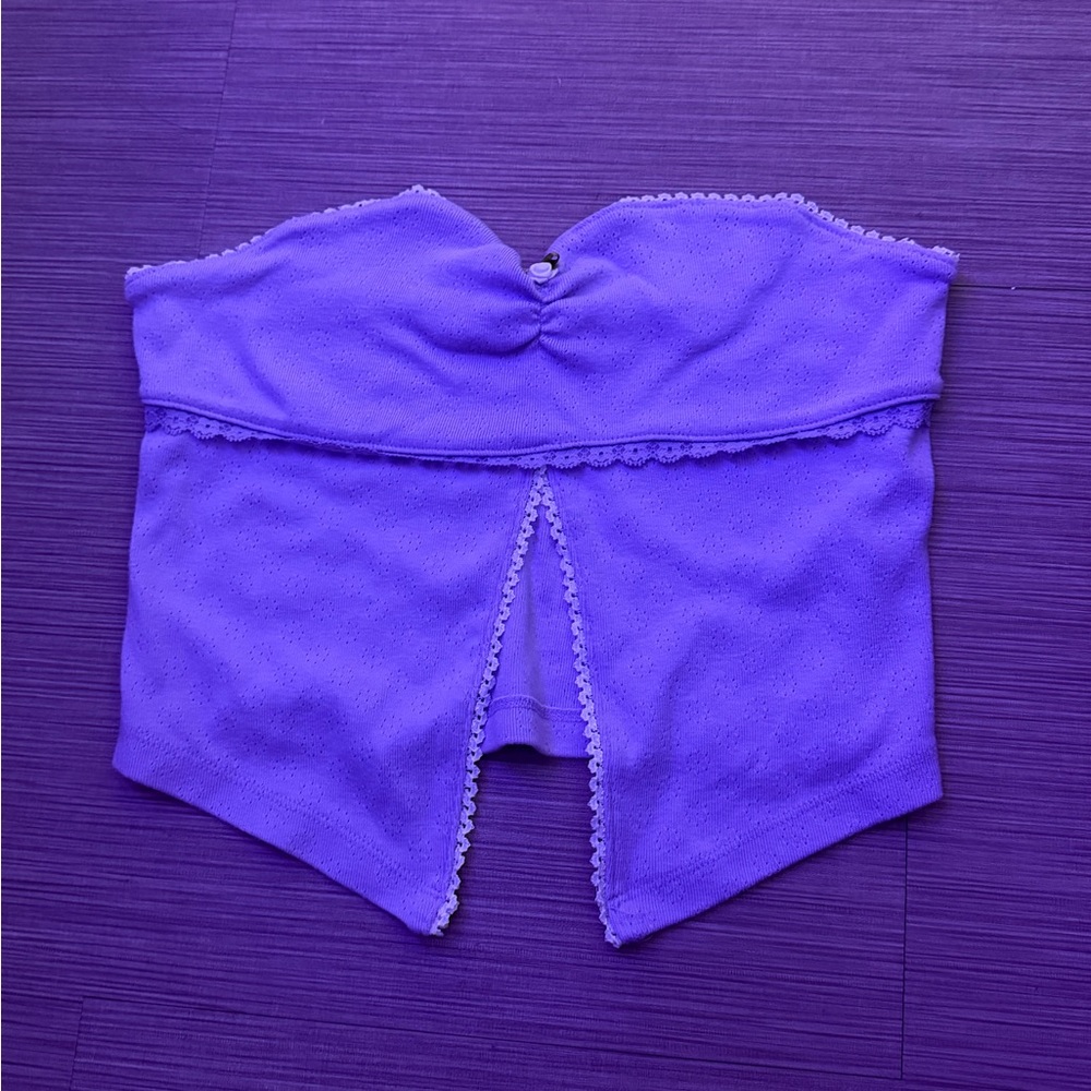Urban Outfitters Purple Strapless Top with Lace Trim